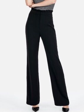 EXPRESS Super High Rise Wide Leg Ruffle Waist Business Casual Pants Size 10R